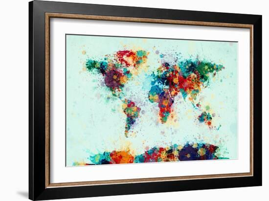 World Map Paint Splashes-Michael Tompsett-Framed Art Print