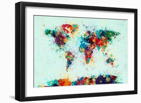 World Map Paint Splashes-Michael Tompsett-Framed Art Print