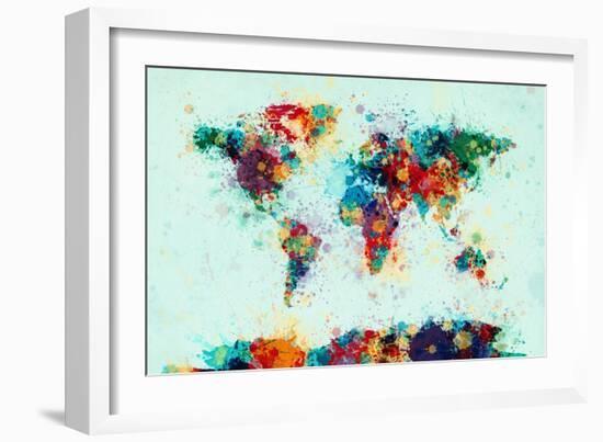 World Map Paint Splashes-Michael Tompsett-Framed Art Print