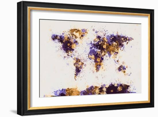 World Map Paint Splashes-Michael Tompsett-Framed Art Print