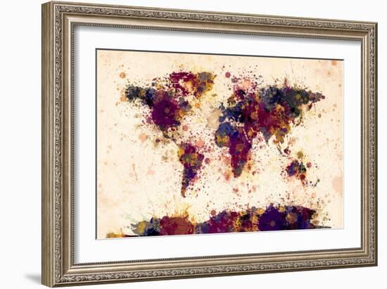 World Map Paint Splashes-Michael Tompsett-Framed Art Print