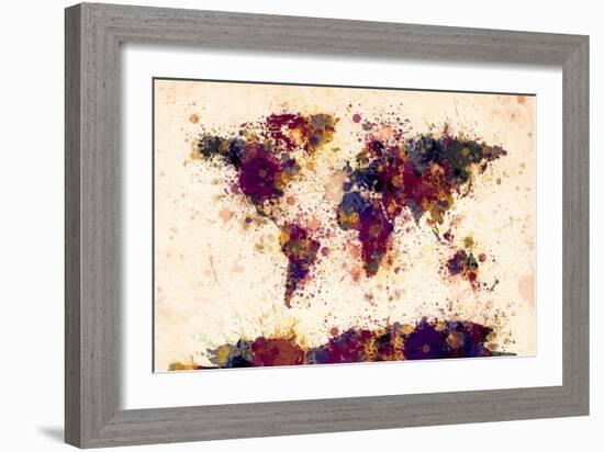 World Map Paint Splashes-Michael Tompsett-Framed Art Print