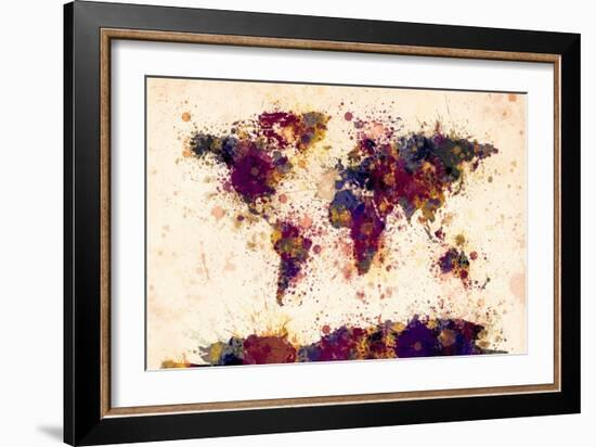 World Map Paint Splashes-Michael Tompsett-Framed Art Print