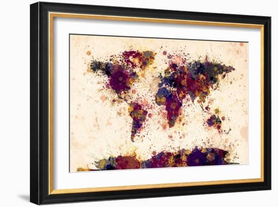 World Map Paint Splashes-Michael Tompsett-Framed Art Print