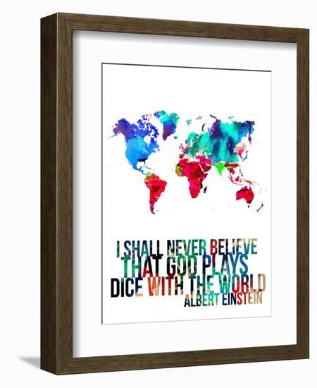 World Map Quote Albert Einstein-NaxArt-Framed Premium Giclee Print