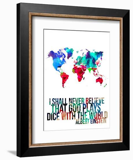 World Map Quote Albert Einstein-NaxArt-Framed Premium Giclee Print