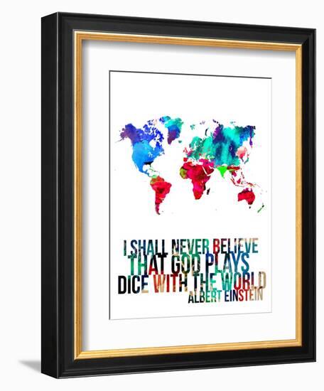 World Map Quote Albert Einstein-NaxArt-Framed Premium Giclee Print