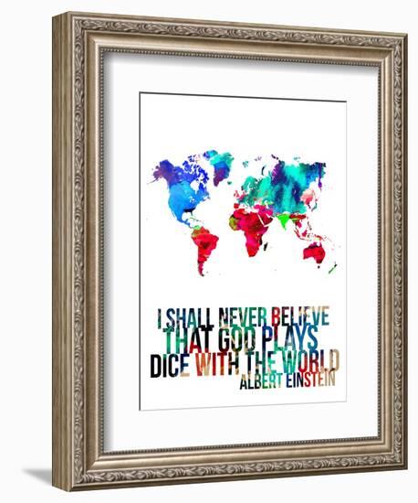 World Map Quote Albert Einstein-NaxArt-Framed Art Print