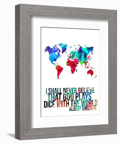 World Map Quote Albert Einstein-NaxArt-Framed Art Print