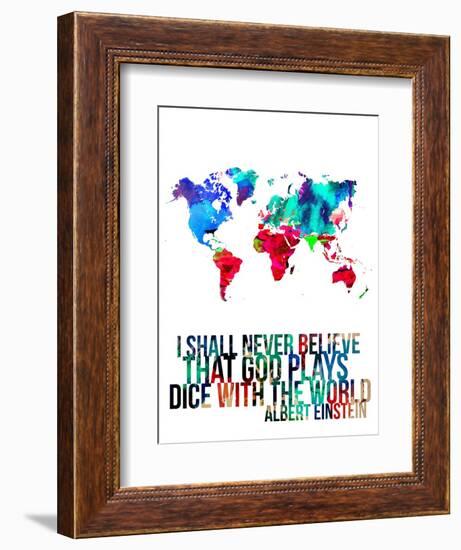 World Map Quote Albert Einstein-NaxArt-Framed Art Print