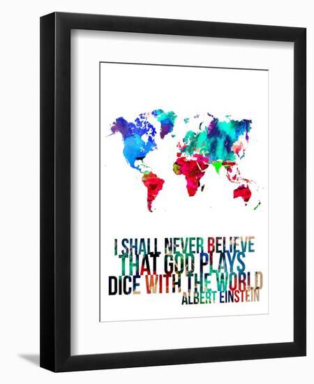 World Map Quote Albert Einstein-NaxArt-Framed Art Print