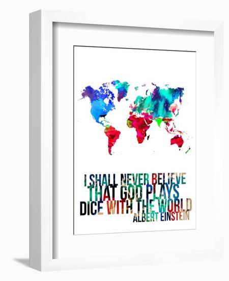 World Map Quote Albert Einstein-NaxArt-Framed Art Print