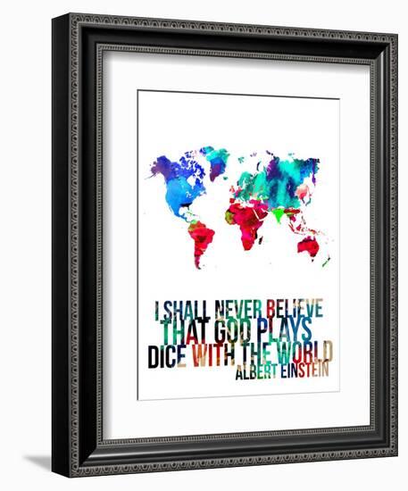 World Map Quote Albert Einstein-NaxArt-Framed Art Print