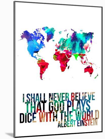 World Map Quote Albert Einstein-NaxArt-Mounted Art Print