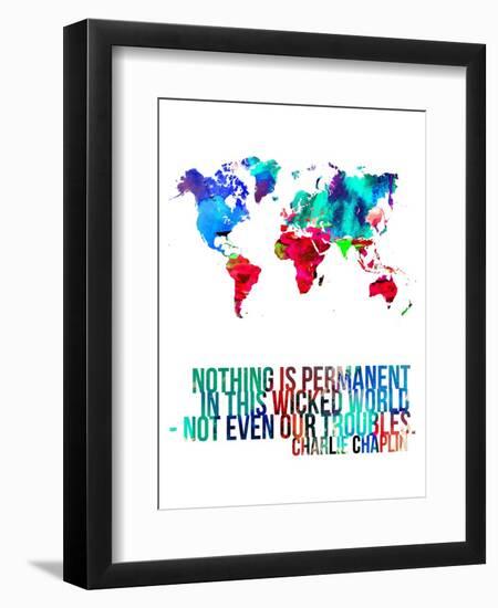 World Map Quote Charlie Chaplin-NaxArt-Framed Art Print