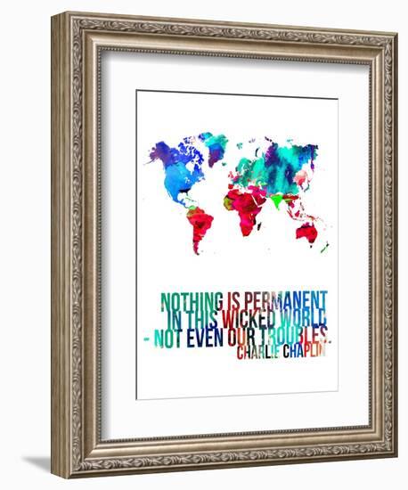 World Map Quote Charlie Chaplin-NaxArt-Framed Art Print