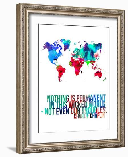 World Map Quote Charlie Chaplin-NaxArt-Framed Art Print