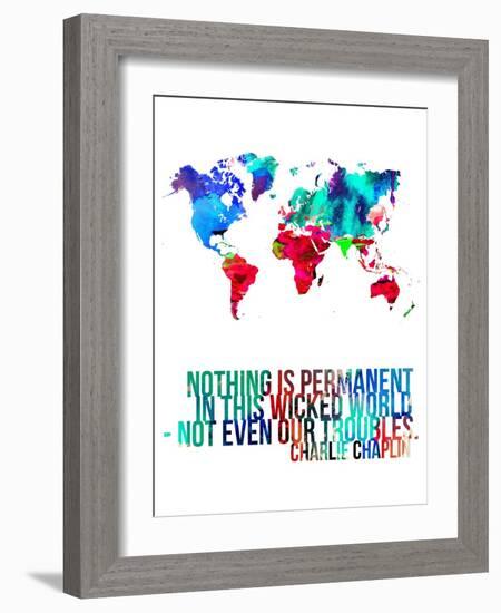 World Map Quote Charlie Chaplin-NaxArt-Framed Art Print