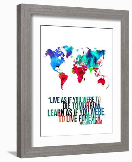 World Map Quote Mahatma Gandi-NaxArt-Framed Art Print