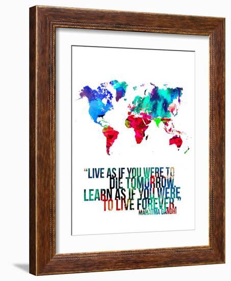 World Map Quote Mahatma Gandi-NaxArt-Framed Art Print