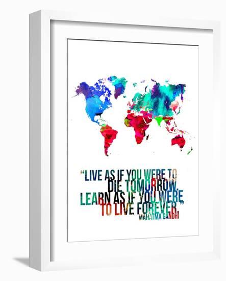 World Map Quote Mahatma Gandi-NaxArt-Framed Art Print