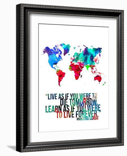 World Map Quote Mahatma Gandi-NaxArt-Framed Art Print