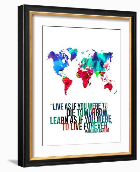 World Map Quote Mahatma Gandi-NaxArt-Framed Art Print