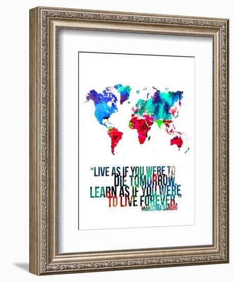 World Map Quote Mahatma Gandi-NaxArt-Framed Art Print