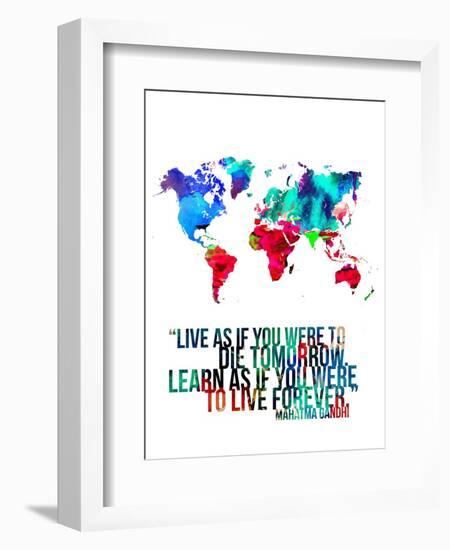 World Map Quote Mahatma Gandi-NaxArt-Framed Art Print