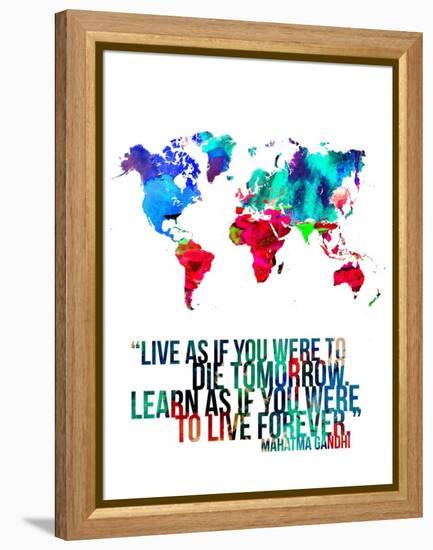 World Map Quote Mahatma Gandi-NaxArt-Framed Stretched Canvas