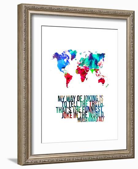 World Map Quote Muhammad Ali-NaxArt-Framed Art Print