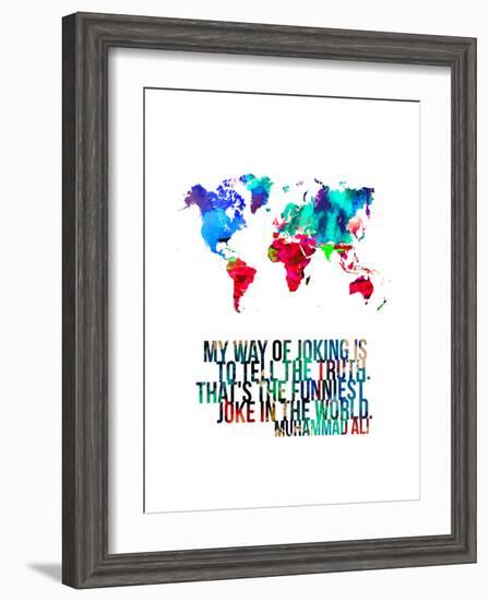 World Map Quote Muhammad Ali-NaxArt-Framed Art Print