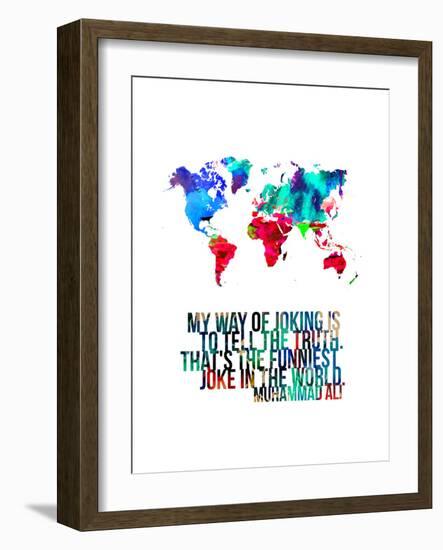 World Map Quote Muhammad Ali-NaxArt-Framed Art Print