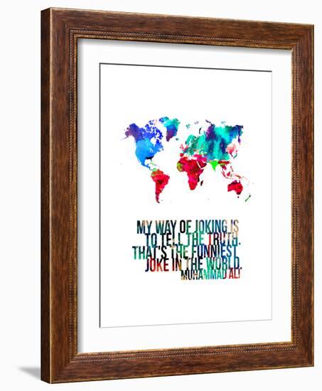 World Map Quote Muhammad Ali-NaxArt-Framed Art Print