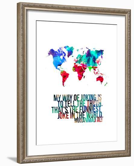 World Map Quote Muhammad Ali-NaxArt-Framed Art Print