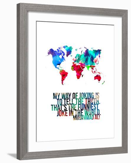 World Map Quote Muhammad Ali-NaxArt-Framed Art Print