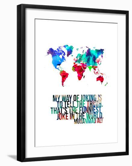 World Map Quote Muhammad Ali-NaxArt-Framed Art Print