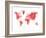 World Map Red Drawing-NaxArt-Framed Art Print