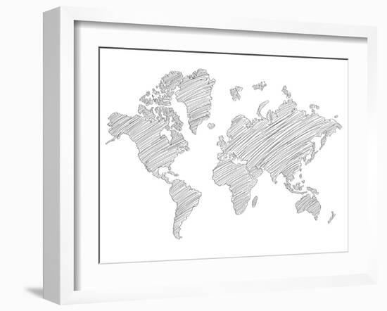 World Map Scribble 1-NaxArt-Framed Art Print