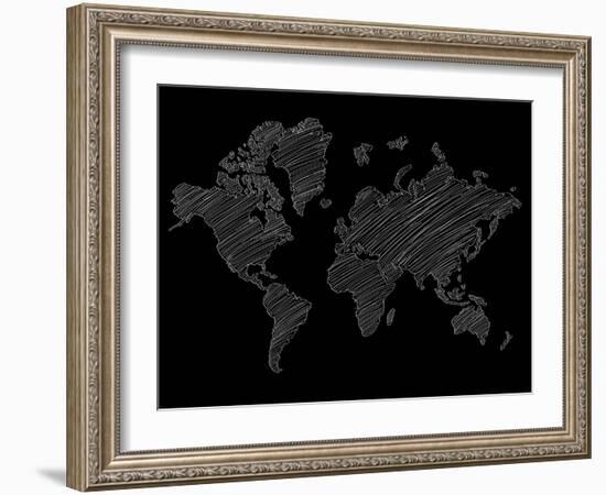 World Map Scribble 2-NaxArt-Framed Art Print