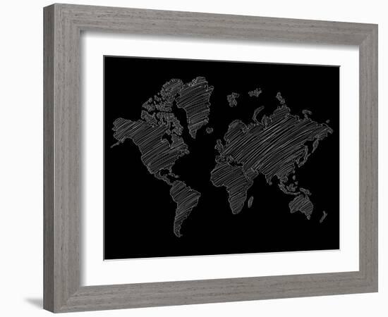 World Map Scribble 2-NaxArt-Framed Art Print