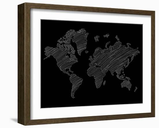 World Map Scribble 2-NaxArt-Framed Art Print