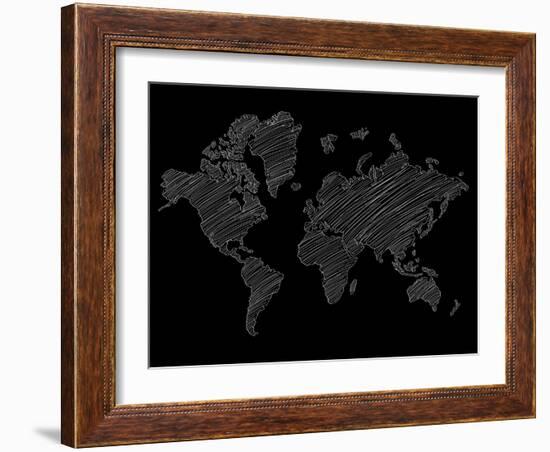 World Map Scribble 2-NaxArt-Framed Art Print