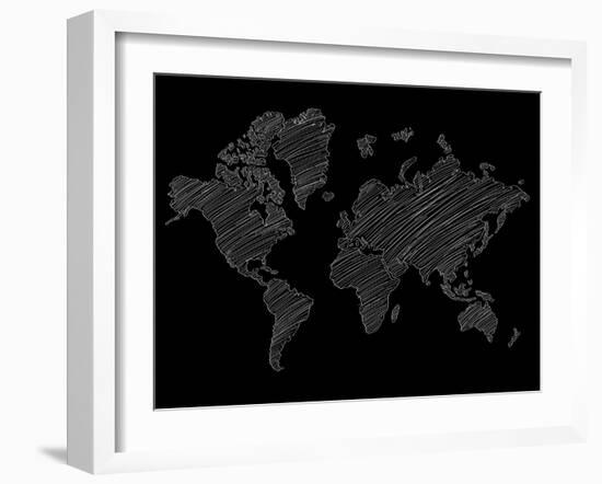 World Map Scribble 2-NaxArt-Framed Art Print