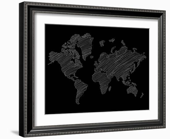 World Map Scribble 2-NaxArt-Framed Art Print