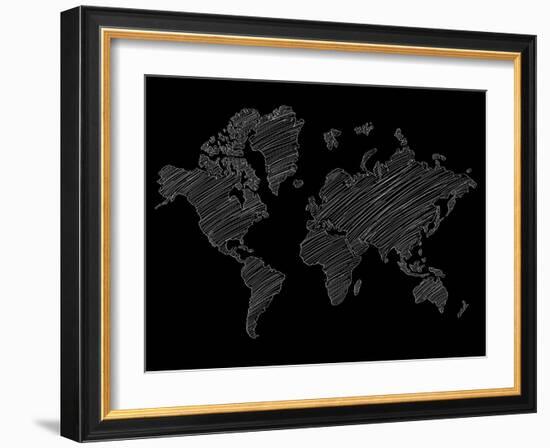 World Map Scribble 2-NaxArt-Framed Art Print