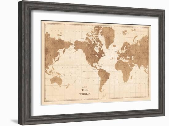 World Map Sepia No Words-Sue Schlabach-Framed Art Print