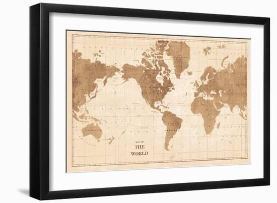 World Map Sepia No Words-Sue Schlabach-Framed Art Print