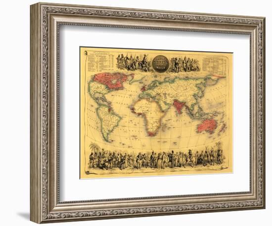 World Map Showing British Empire - Panoramic Map-Lantern Press-Framed Art Print