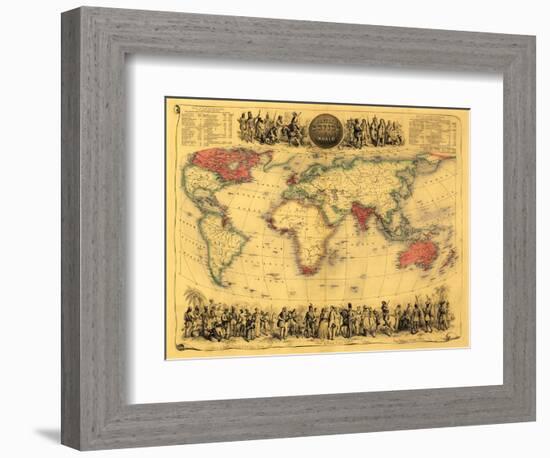 World Map Showing British Empire - Panoramic Map-Lantern Press-Framed Art Print